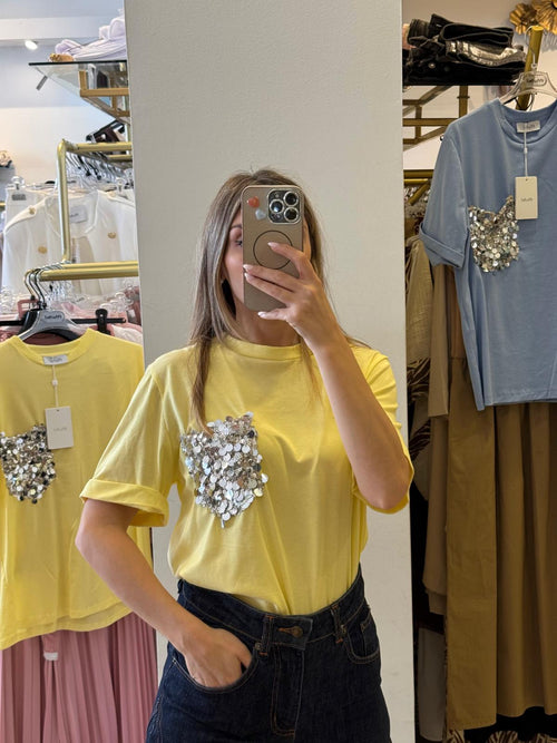T-shirt Con Taschino Paillettes