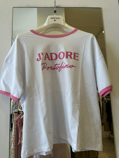 T-Shirt Con Ricamo "J'ADORE PORTOFINO"
