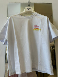 T-Shirt Con Ricamo "IT'S A GOOD DAY"