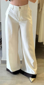 Pantalone Palazzo In Cotone Con Banda