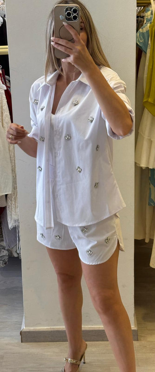Camicia in Cotone con Applicazione Gioiello