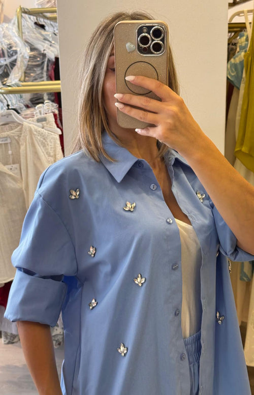 Camicia in Cotone con Applicazione Gioiello