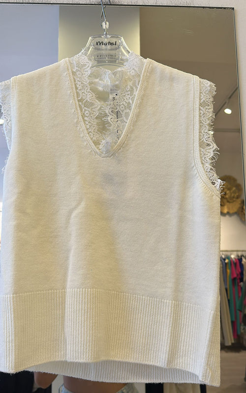 Gilet Scollo V Con Pizzo Tensione In