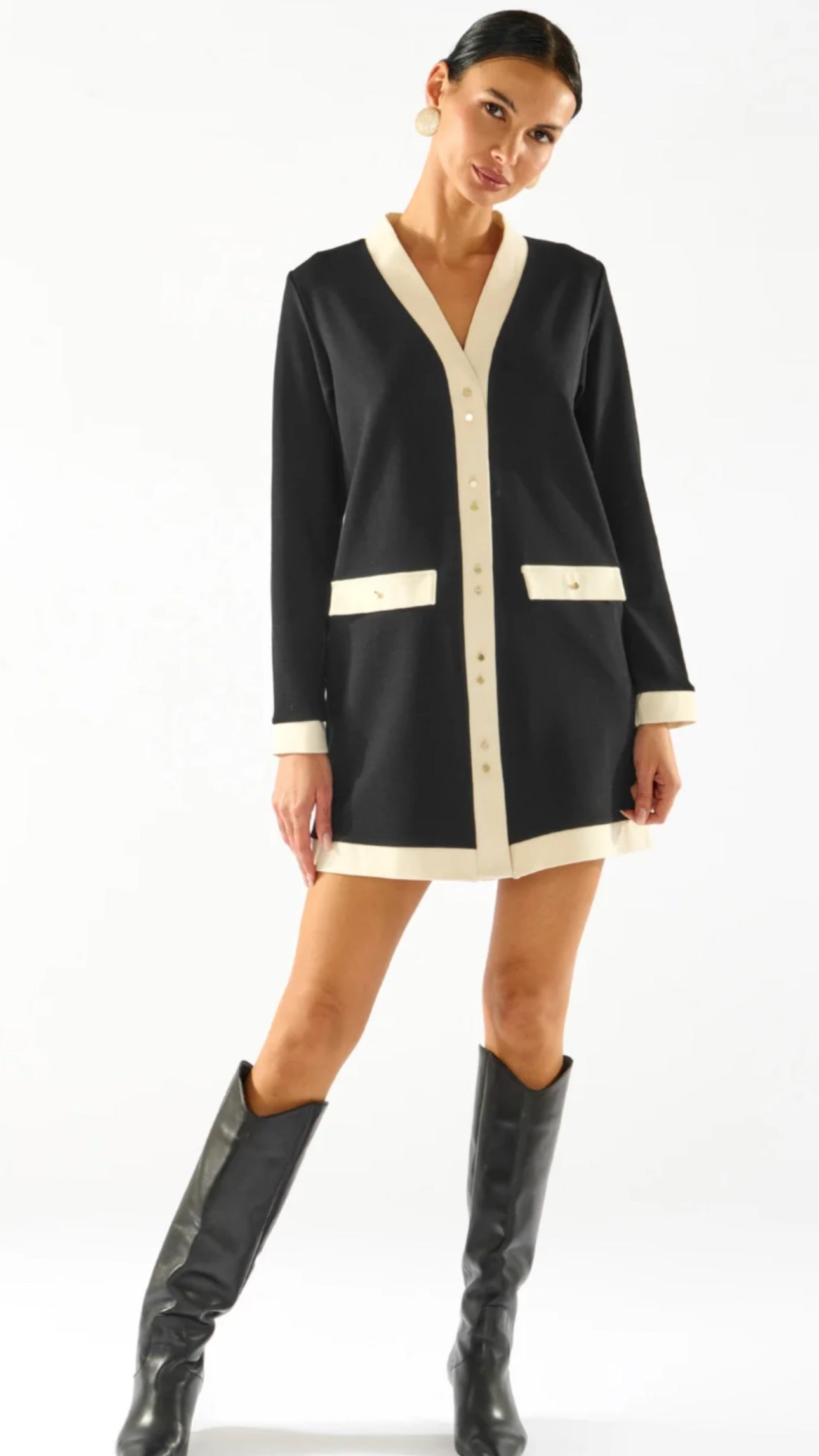 Cardigan/abito bordi contrasto