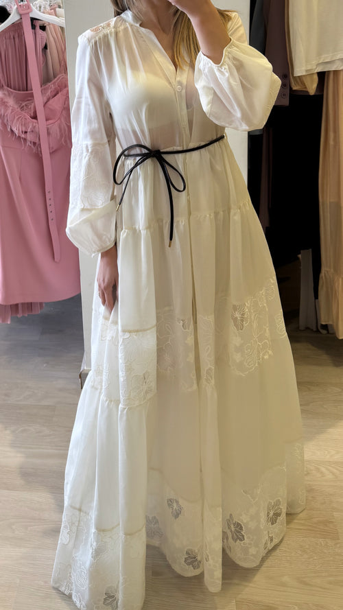 Abito Chemisier In Mussola Con Ricamo Compreso Di Sottoveste