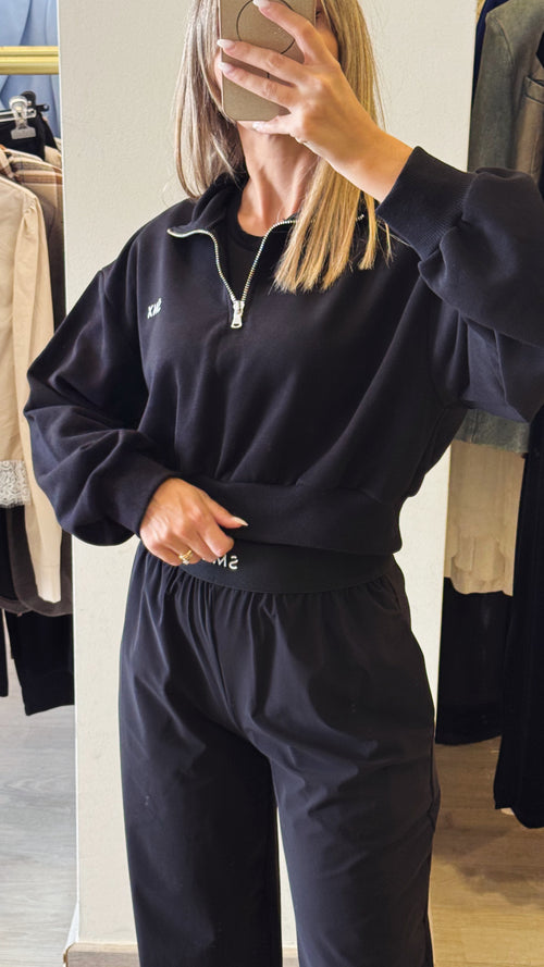 Felpa Coppred Mezza Zip con Monogramma