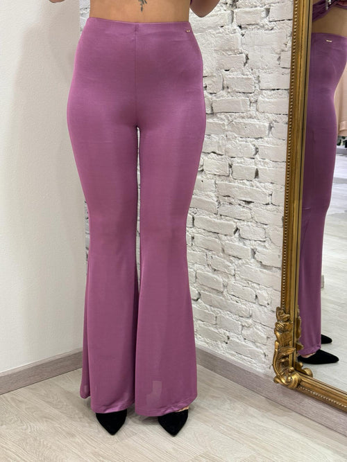 Pantalone svasato in maglina lurex
