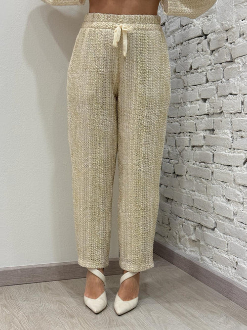 Pantalone Traforato Lamè Oro