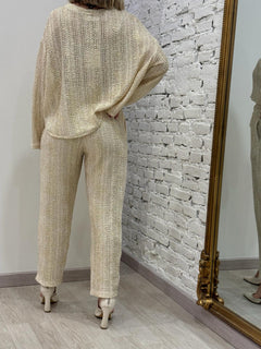 Pantalone Traforato Lamè Oro