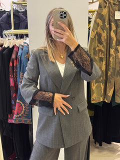 Giacca Gessata Pizzo Nero Haveone