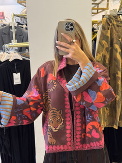 Giacca Kimono In Eco Camoscio Fantasia Tiger Haveone
