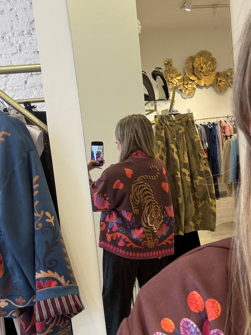 Giacca Kimono In Eco Camoscio Fantasia Tiger Haveone