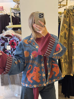 Giacca Kimono In Eco-camoscio Fantasia Drago Haveone