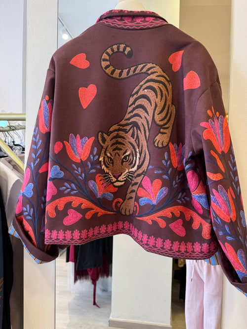 Giacca Kimono In Eco Camoscio Fantasia Tiger Haveone