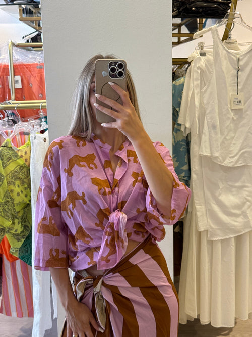 Camicia In Mussola Fantasia Tigre Tensione In