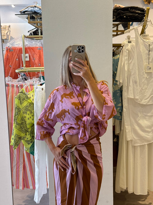 Camicia In Mussola Fantasia Tigre Tensione In