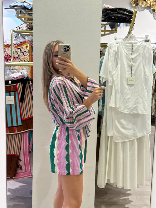 Shorts A Fantasia Rosa-Verde-Burro