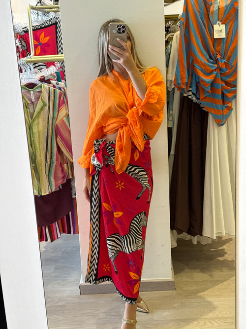 Gonna Pareo Zebra Righe Arancio Fucsia