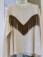 T-Shirt Girocollo Con Frange