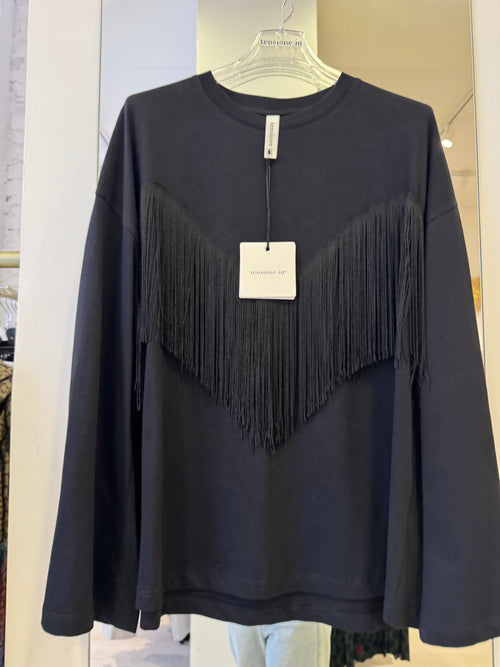T-Shirt Girocollo Con Frange