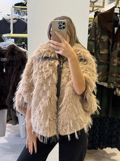 Pelliccia Ecologica Shaggy Con Zip