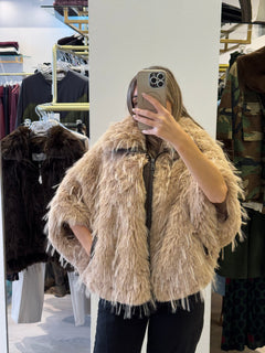 Pelliccia Ecologica Shaggy Con Zip