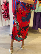 Gonna Pareo Rossa/Blu con Zebra/Pantera