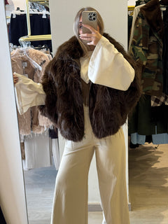 Pelliccia Ecologica Shaggy Con Zip