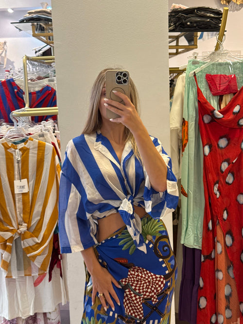 Camicia Maxi Riga Misto Seta