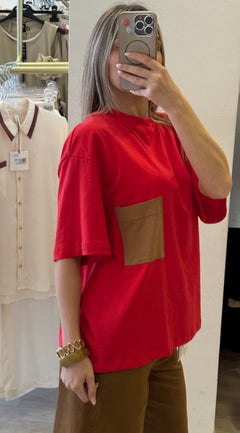 T-shirt Con Taschino Monocolore Tensione In