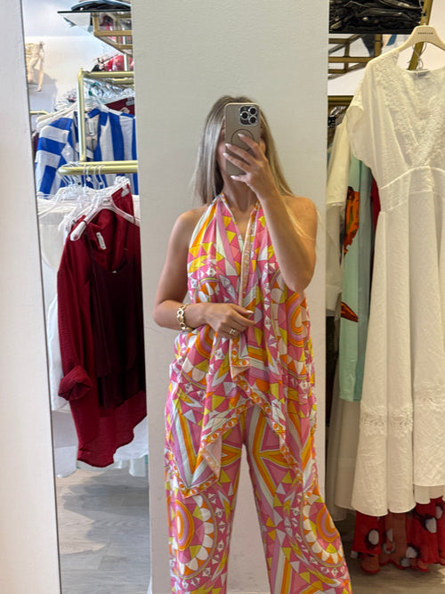 Pantalone Con Elastico Fantasia Geometrica