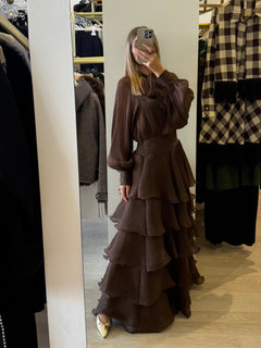 Abito Lungo Fluido Con Balze