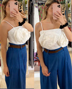 Tuta denim con rose