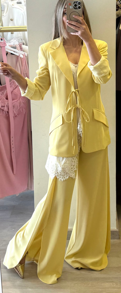 Pantalone Con Spacco Ambo I Lati Tessuto Fluido