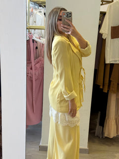 Pantalone Con Spacco Ambo I Lati Tessuto Fluido