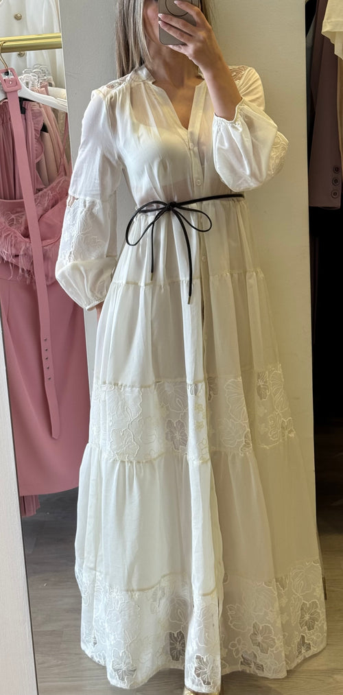 Abito Chemisier In Mussola Con Ricamo Compreso Di Sottoveste