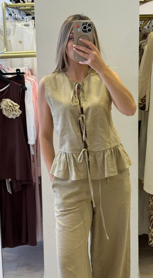 Completo In Lino Gilet + Panta