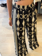 Pantalone bande laterali in misto lino Tensione In