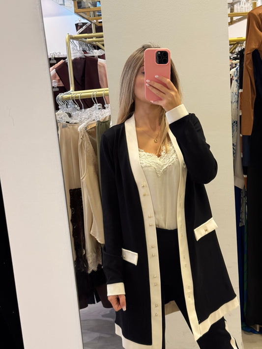 Cardigan/abito bordi contrasto