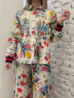 Camicia in cotone stampa flowers