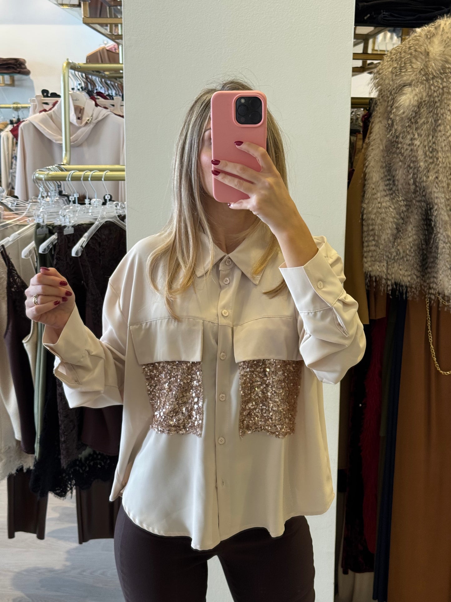 Camicia Con Tasconi Strass