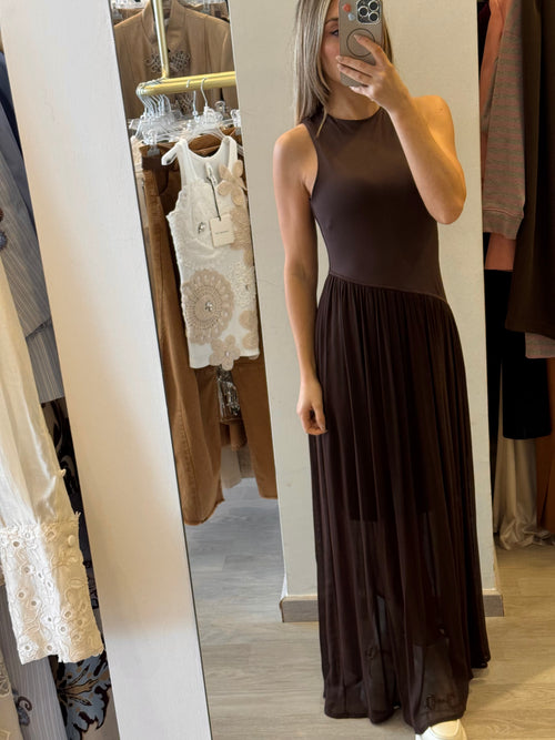 Abito Con Gonnellone In Chiffon