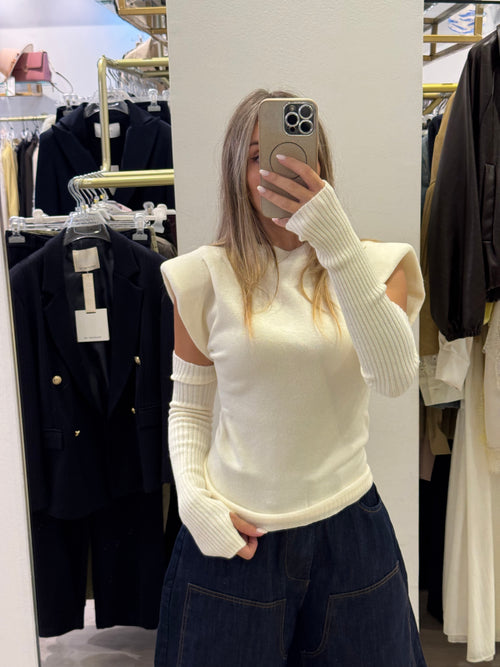 Maglia Girocollo Smanicata con Spallina più Manicotti