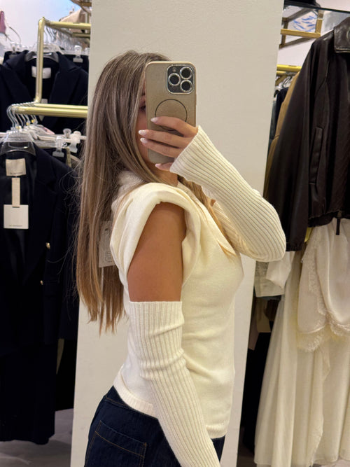 Maglia Girocollo Smanicata con Spallina più Manicotti