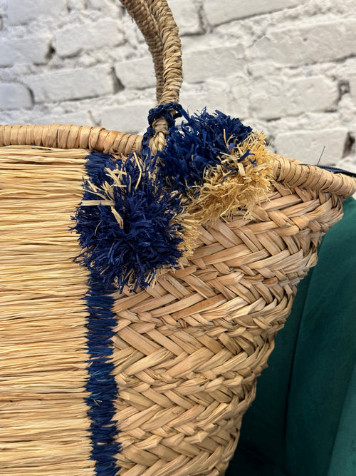 BORSA IN PAGLIA CON DETTAGLIO PON PON
