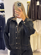 Giubbino Jeans Nero con Impunture