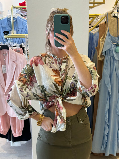 Camicia in mussola fantasia floreale