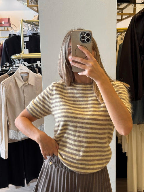 Maglia Girocollo Manica Corta In Mohair