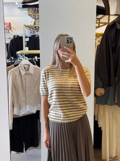 Maglia Girocollo Manica Corta In Mohair
