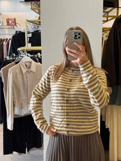Cardigan Righe In Mohair